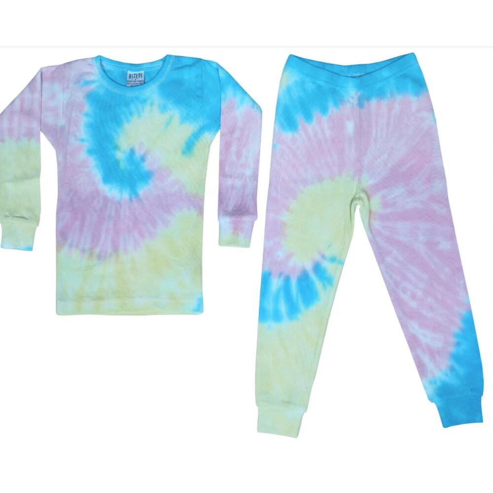 NEW BABY STEPS kids ella tie dye rib knit print pajama set in purple